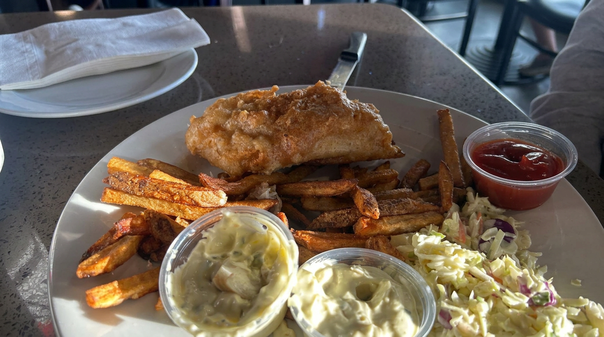 Fish and chips, and burgers