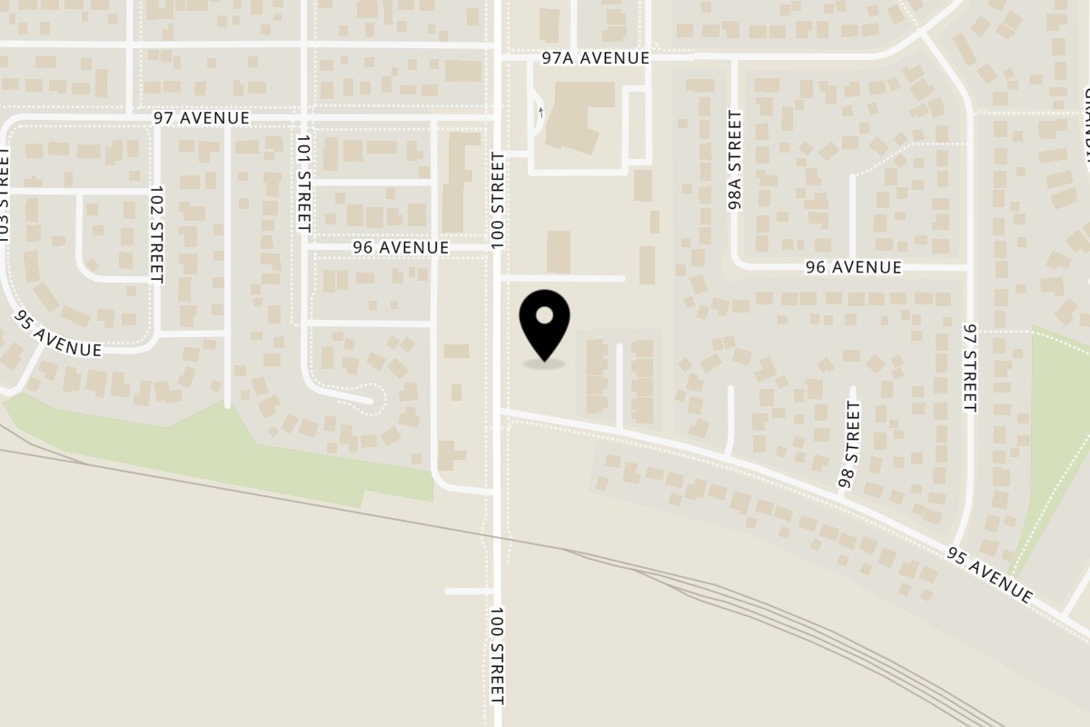 Map showing the location of Coach's Corner Sports Bar & Grill Morinville on 9517 100 Street in Morinville